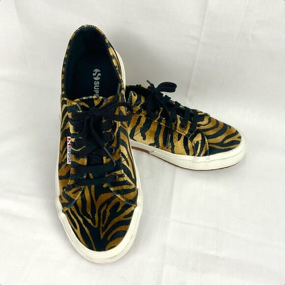 Superga Velvet Zebra Sneakers 2750 Sz 9.5 Tennis Shoes Joggers Gym Shoes Animal - Picture 9 of 9